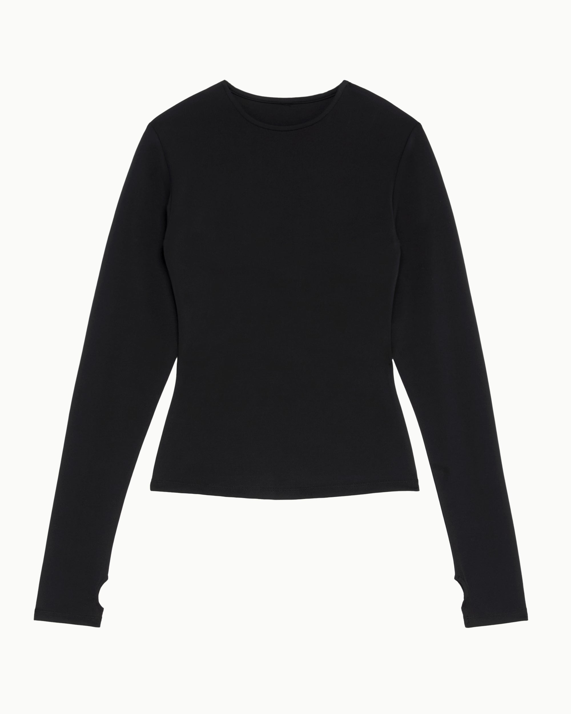 Black Thumb Hole Long Sleeve Tee for Workouts