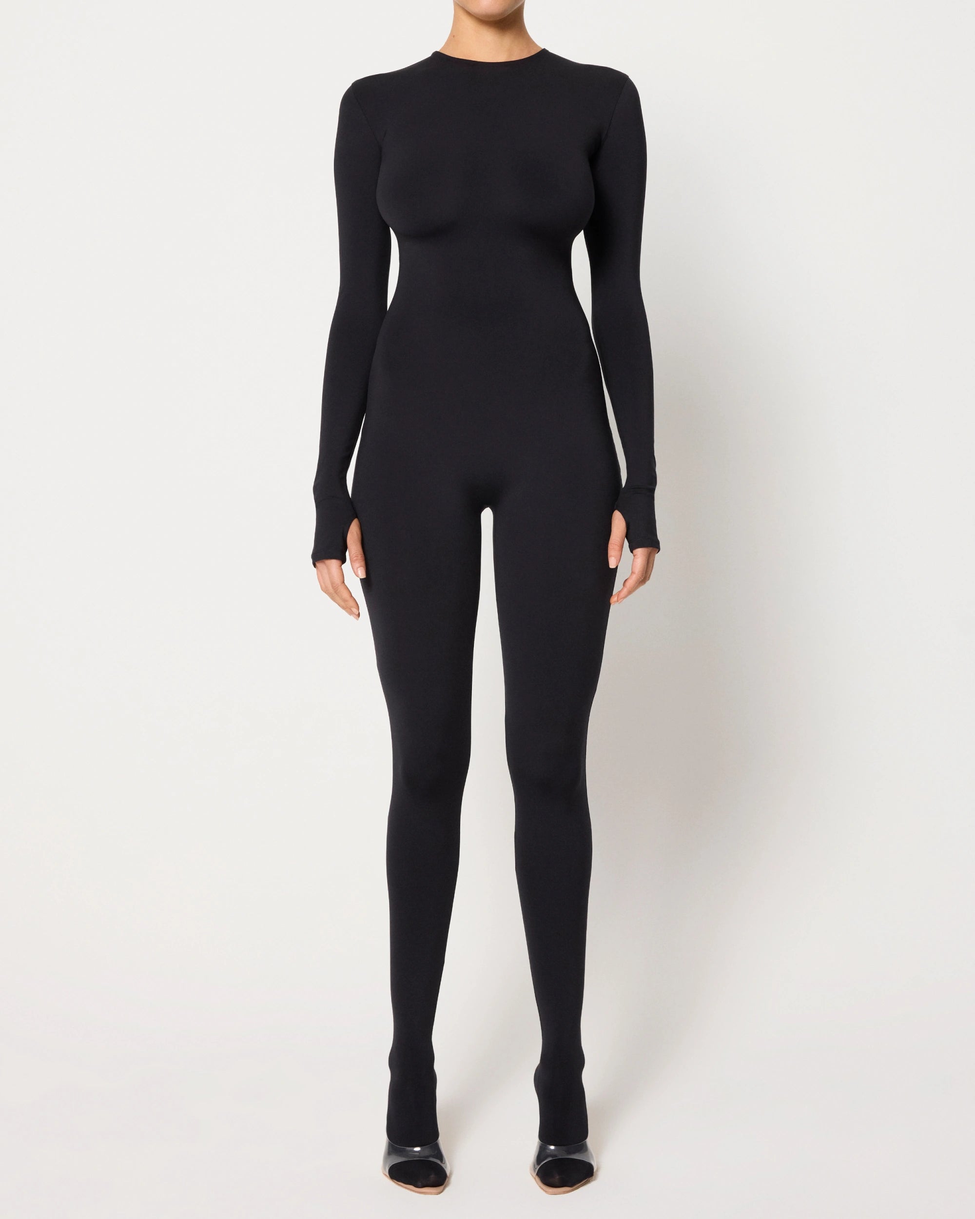 Black Long Sleeve Footed Baby Bodysuit