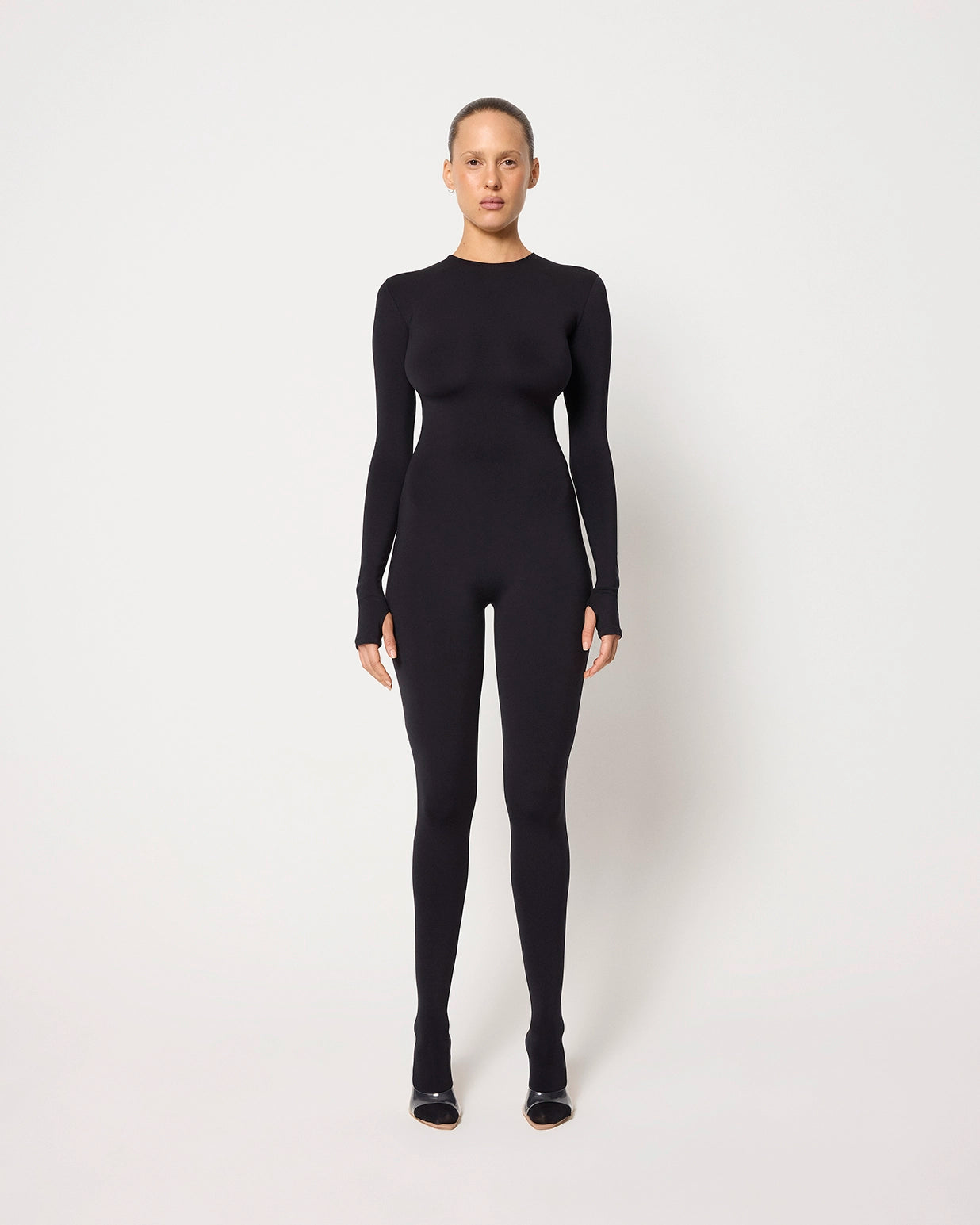Black Long Sleeve Footed Baby Bodysuit