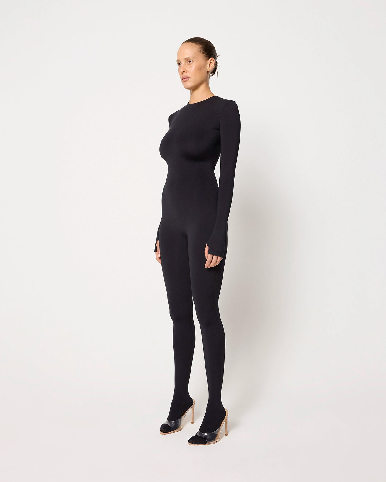 Black Long Sleeve Footed Baby Bodysuit