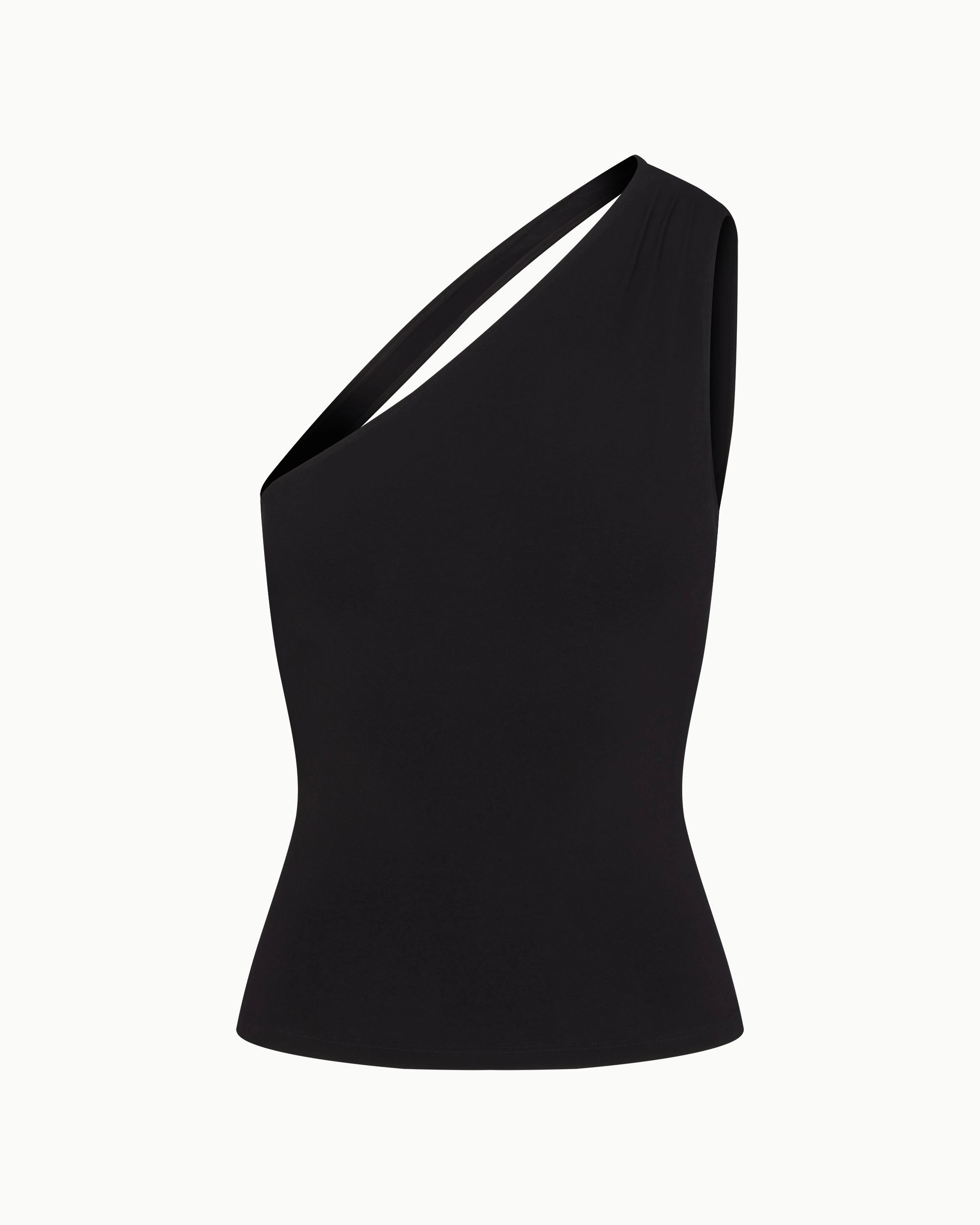 Black One-Shoulder Cutout Tank Top
