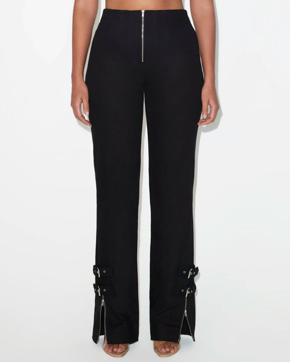 Black High-Rise Denim Pants for Women
