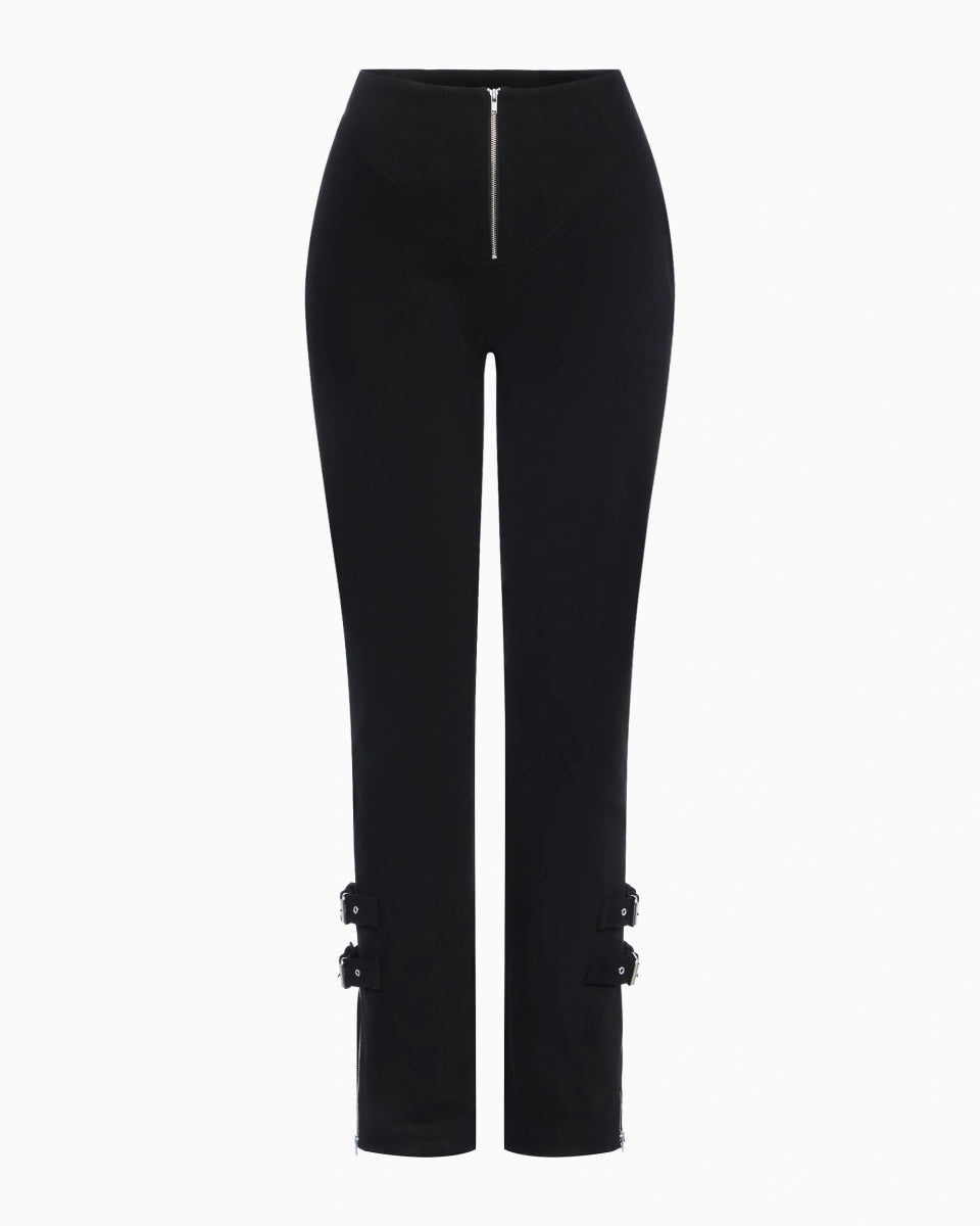 Black High-Rise Denim Pants for Women