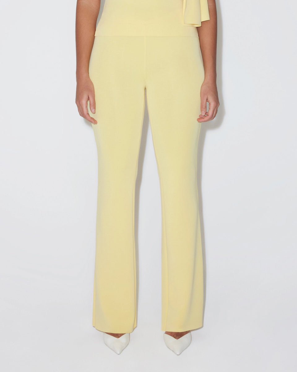 Butter Yellow Sueded Stretch Low Rise Pants