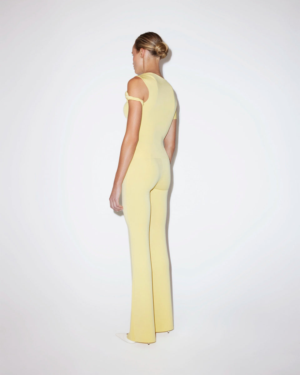 Butter Yellow Sueded Stretch Low Rise Pants