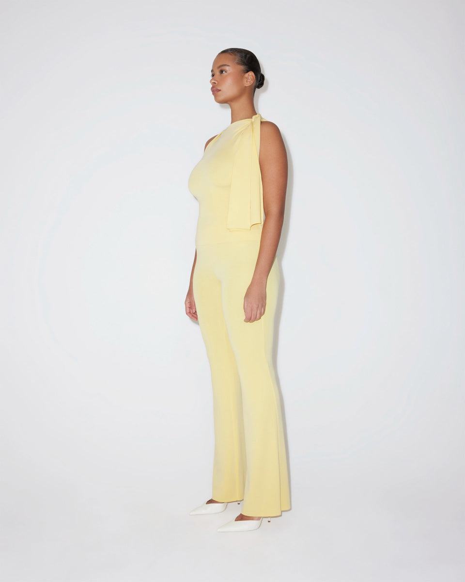 Butter Yellow Sueded Stretch Low Rise Pants