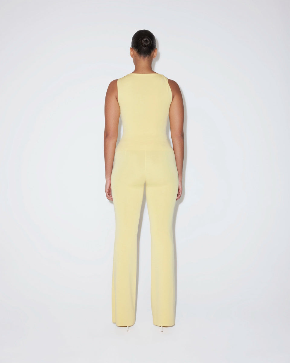 Butter Yellow Sueded Stretch Low Rise Pants