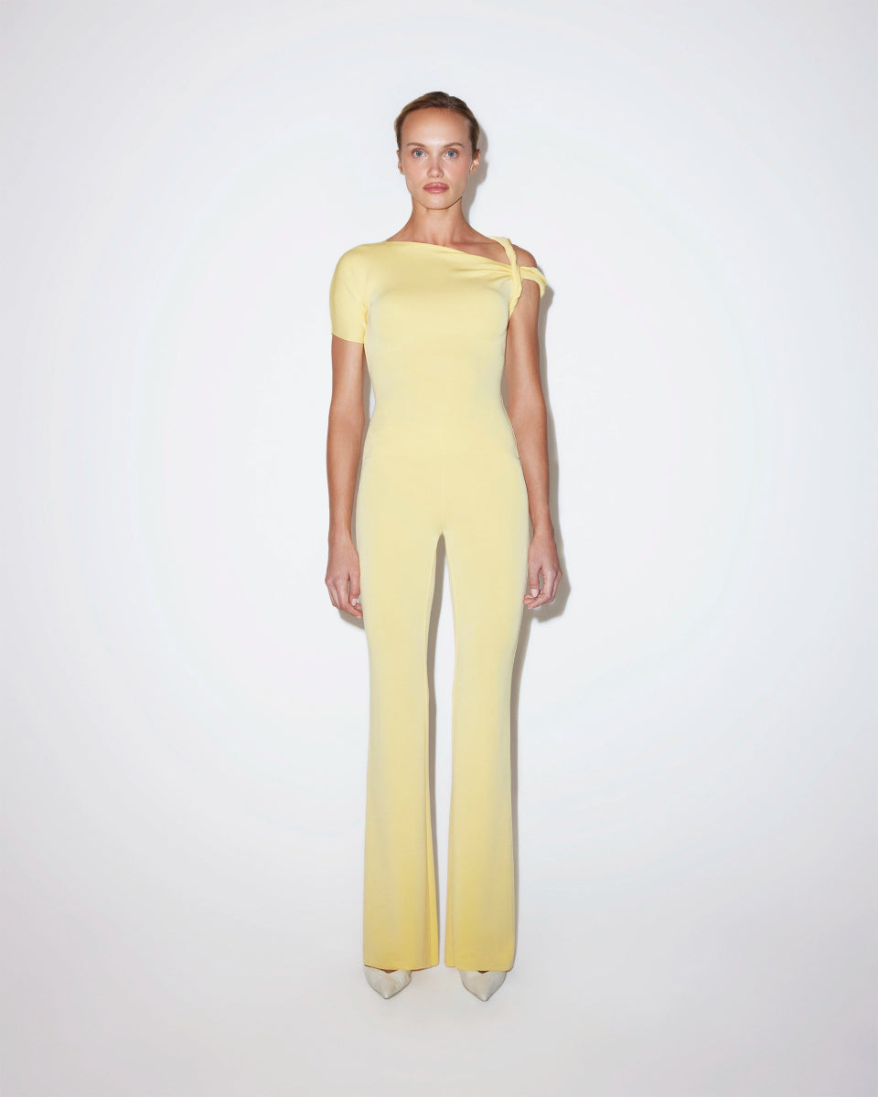 Butter Yellow Sueded Stretch Low Rise Pants