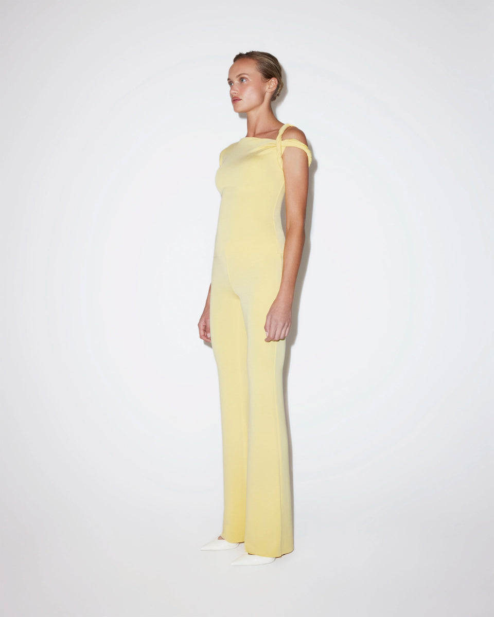 Butter Yellow Sueded Stretch Low Rise Pants