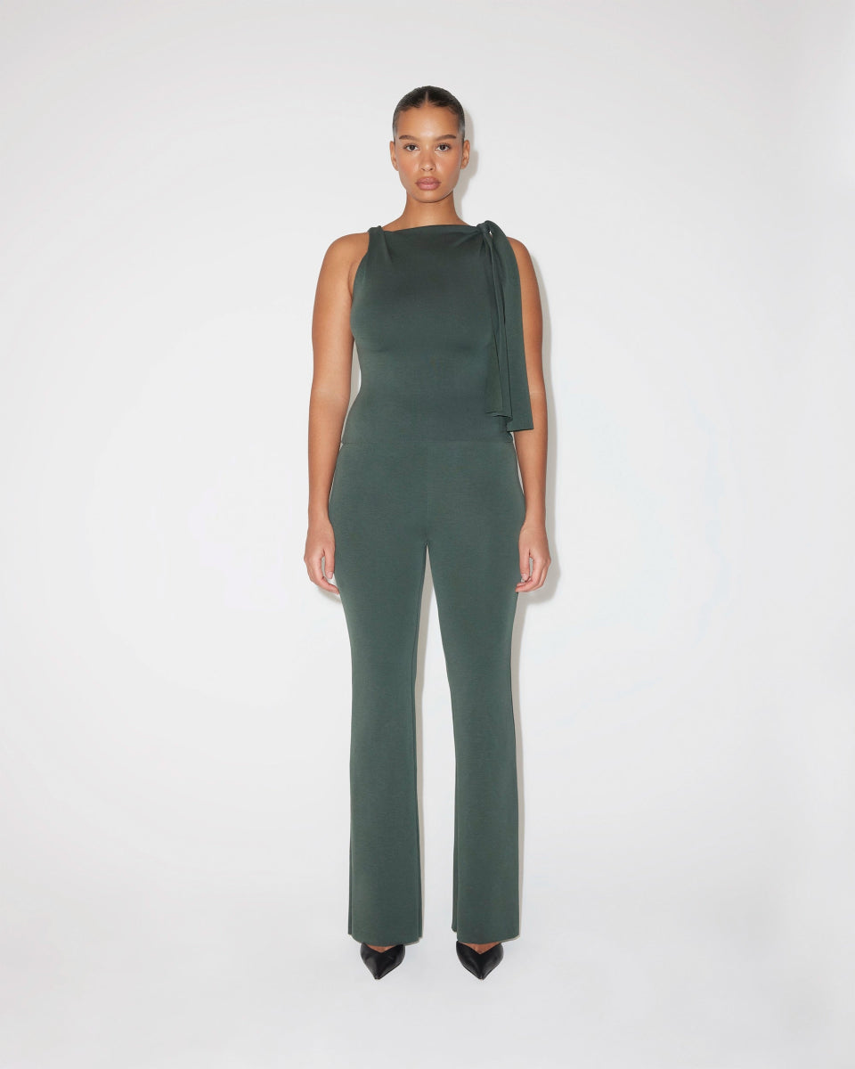Evergreen Stretch Suede Low-Rise Pants