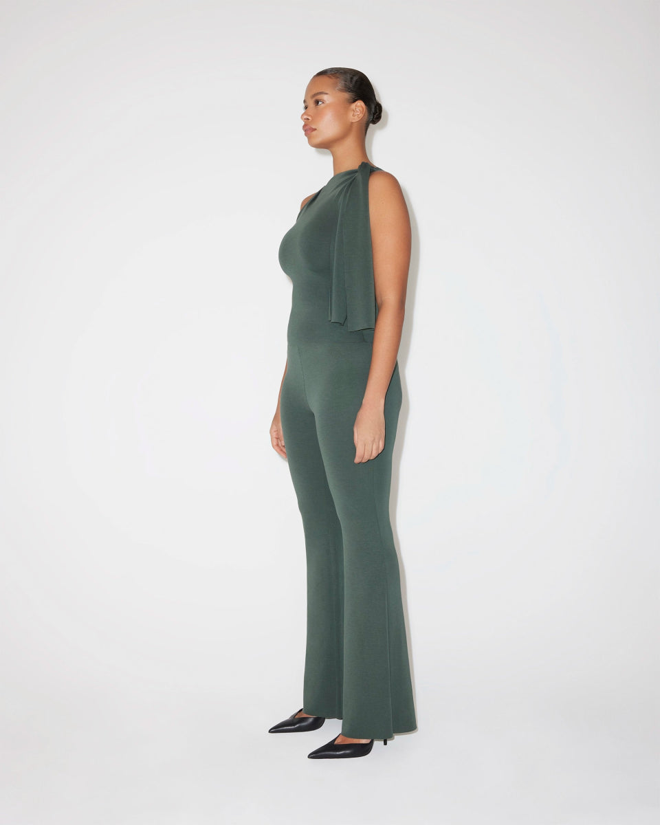 Evergreen Stretch Suede Low-Rise Pants