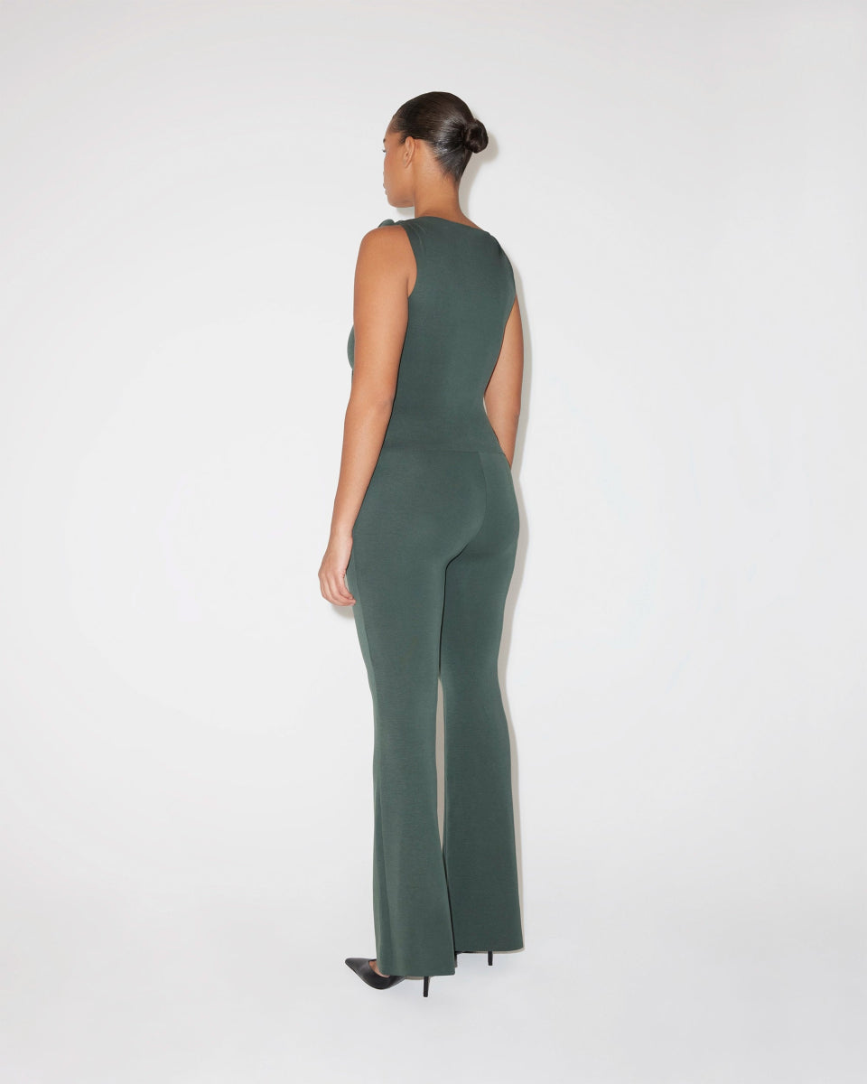Evergreen Stretch Suede Low-Rise Pants