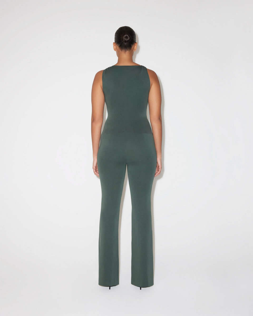 Evergreen Stretch Suede Low-Rise Pants