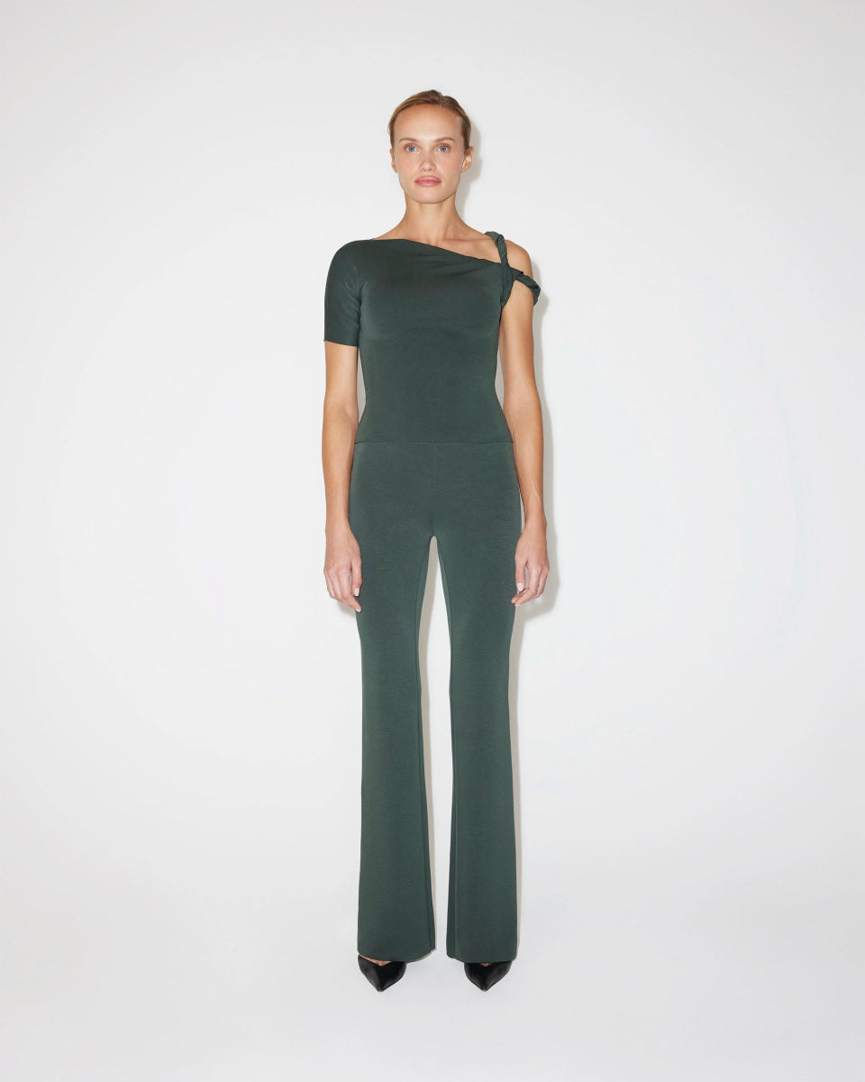 Evergreen Stretch Suede Low-Rise Pants