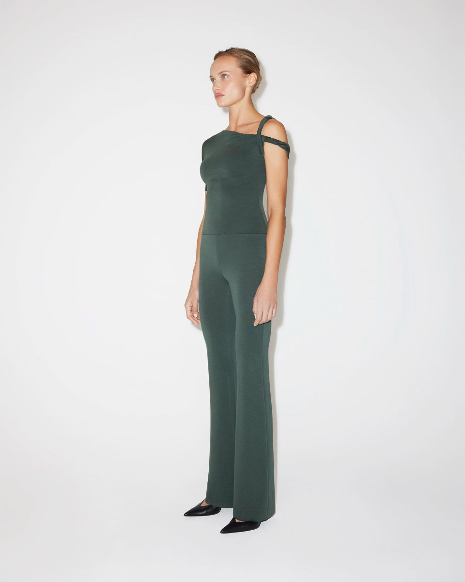 Evergreen Stretch Suede Low-Rise Pants