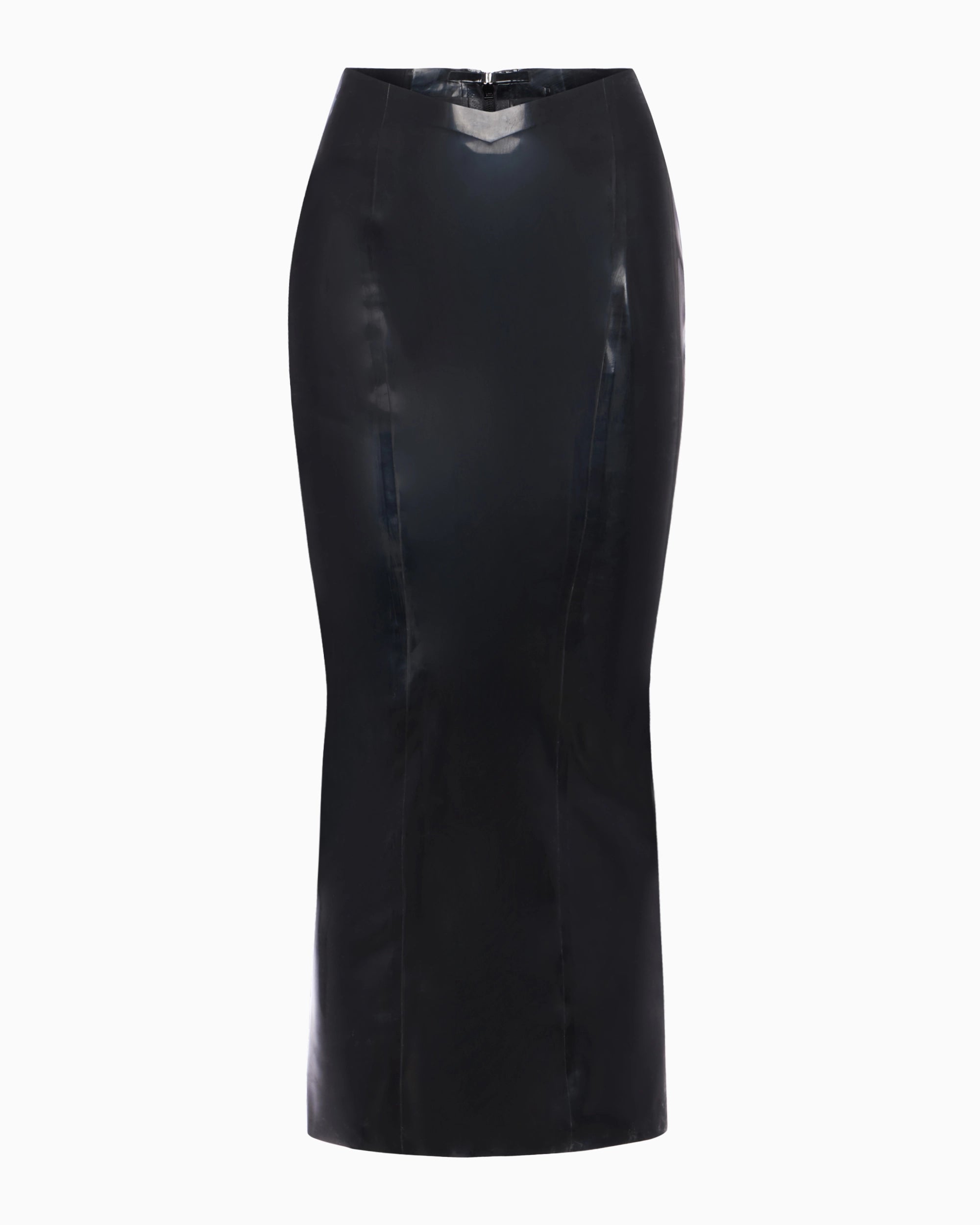 Black Latex Maxi Skirt for Women