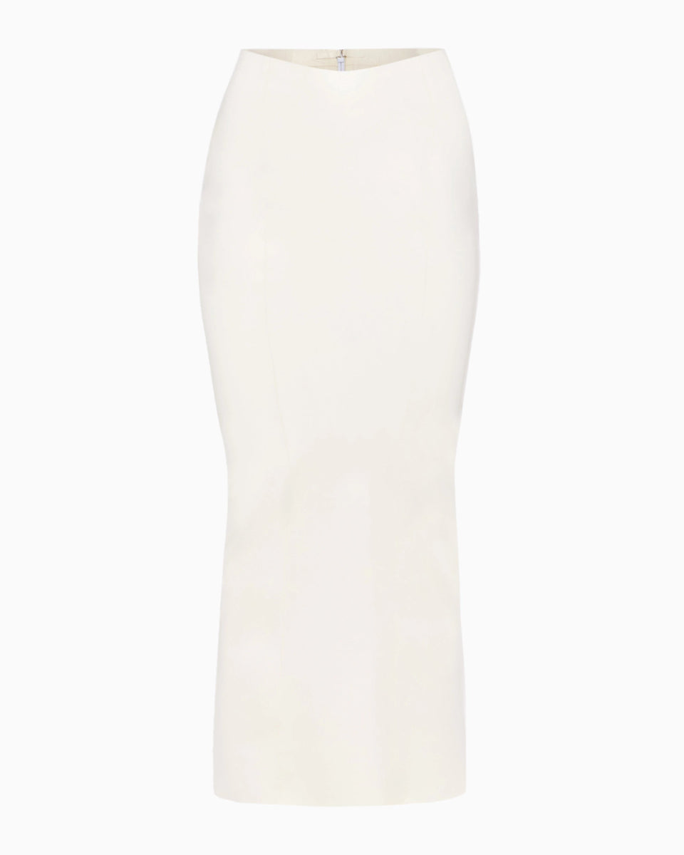 Bone-Colored Latex Maxi Skirt