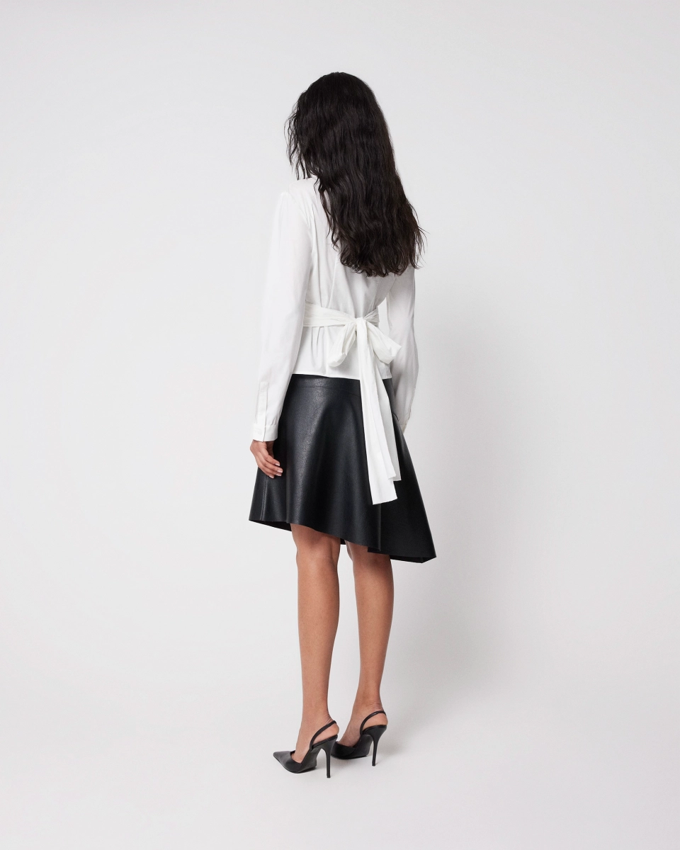 Black Faux Leather Asymmetrical Skirt - Stylish & Trendy