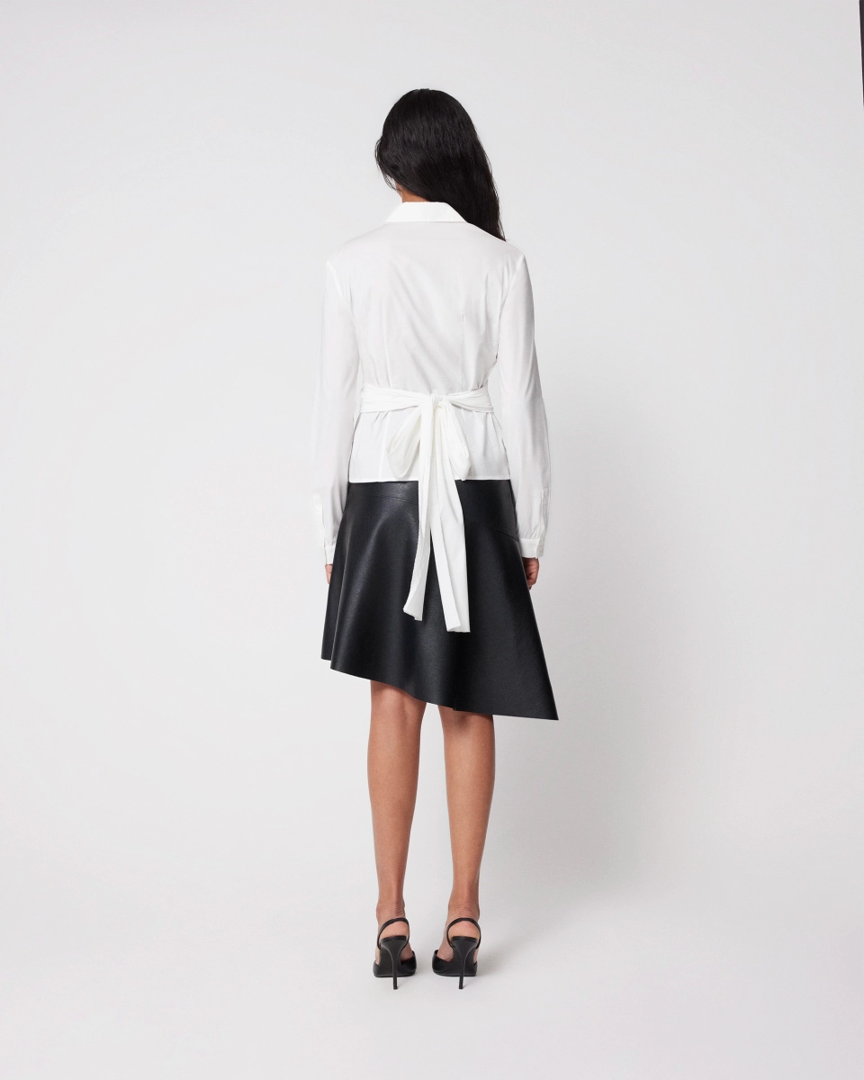 Black Faux Leather Asymmetrical Skirt - Stylish & Trendy