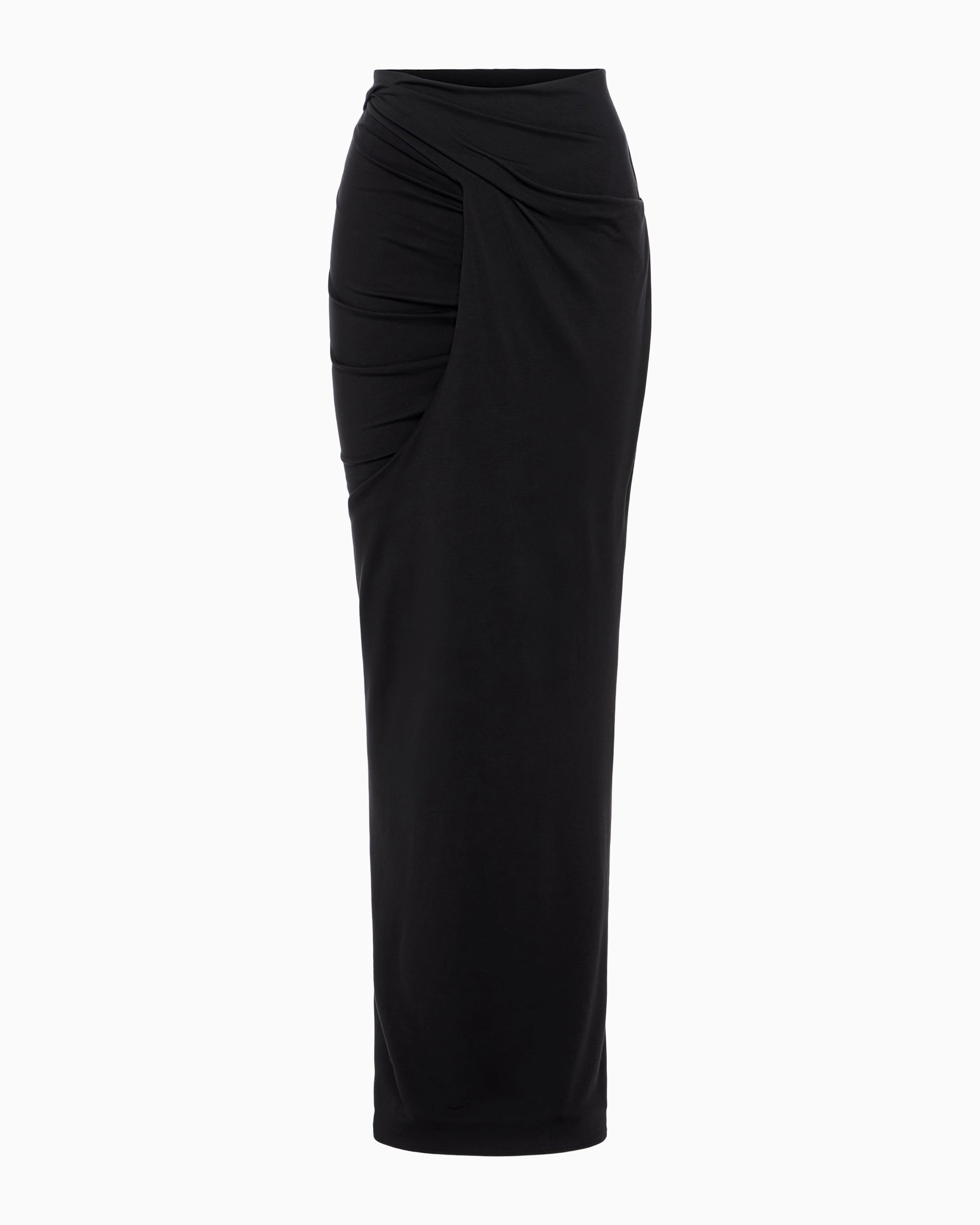 Black Draped Maxi Skirt for Women
