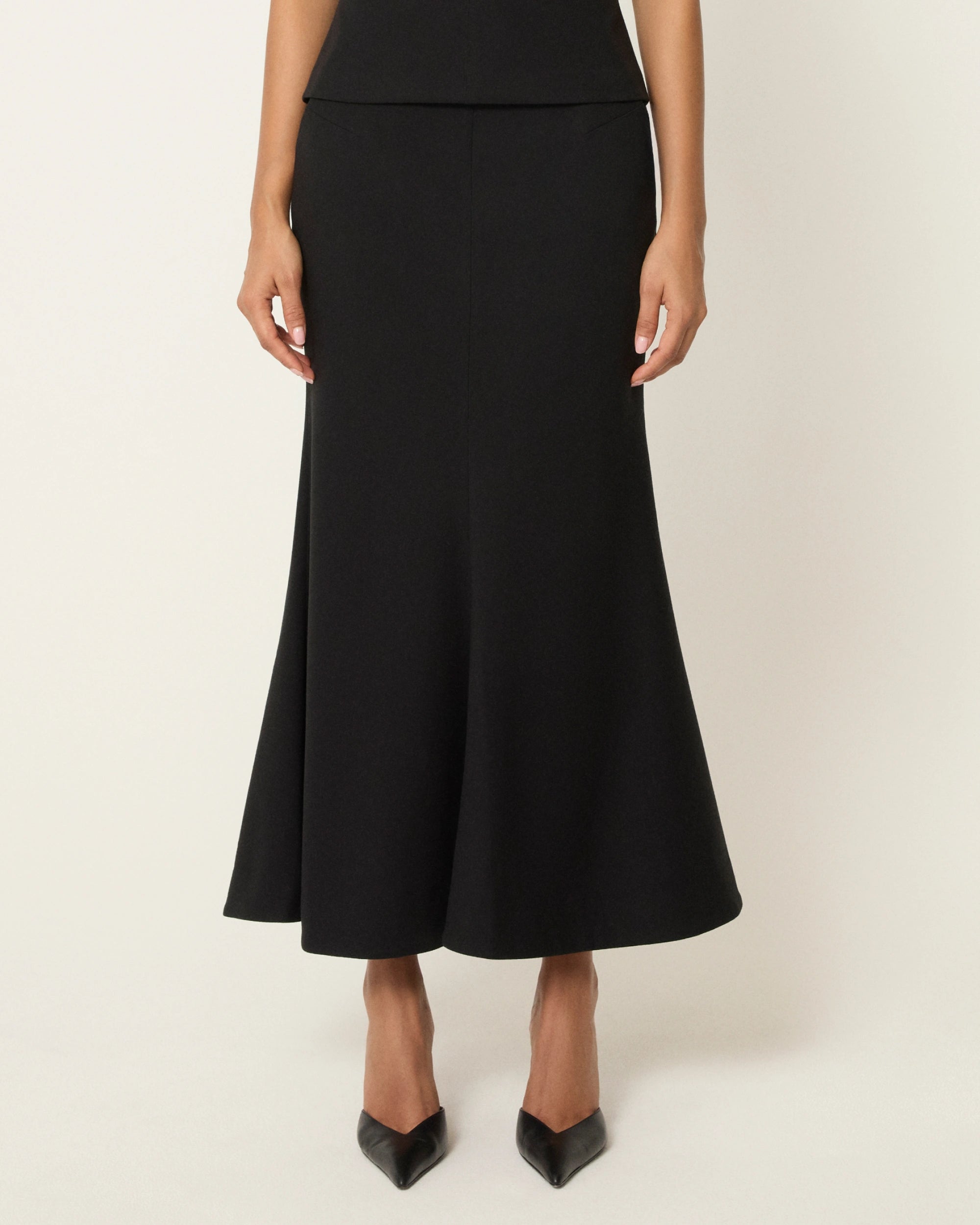 Black Tailored Long Skirt for Women