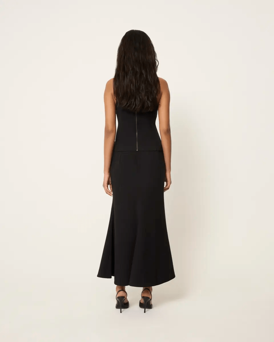 Black Tailored Long Skirt for Women
