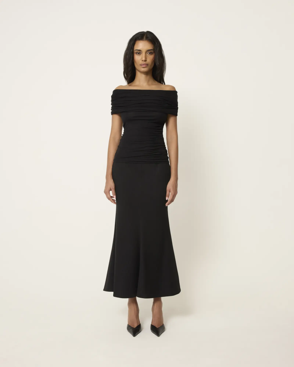 Black Tailored Long Skirt for Women