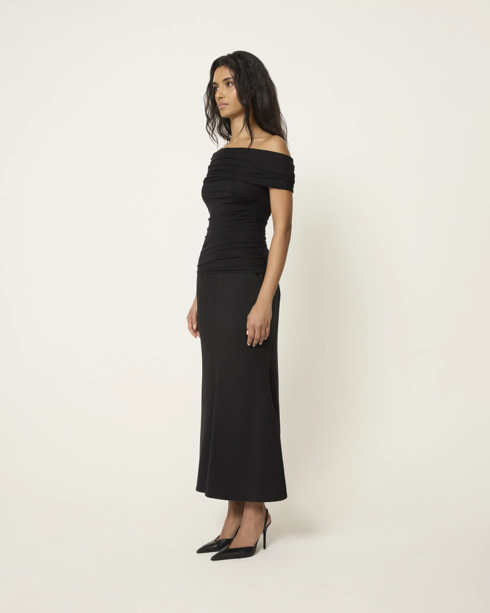 Black Tailored Long Skirt for Women
