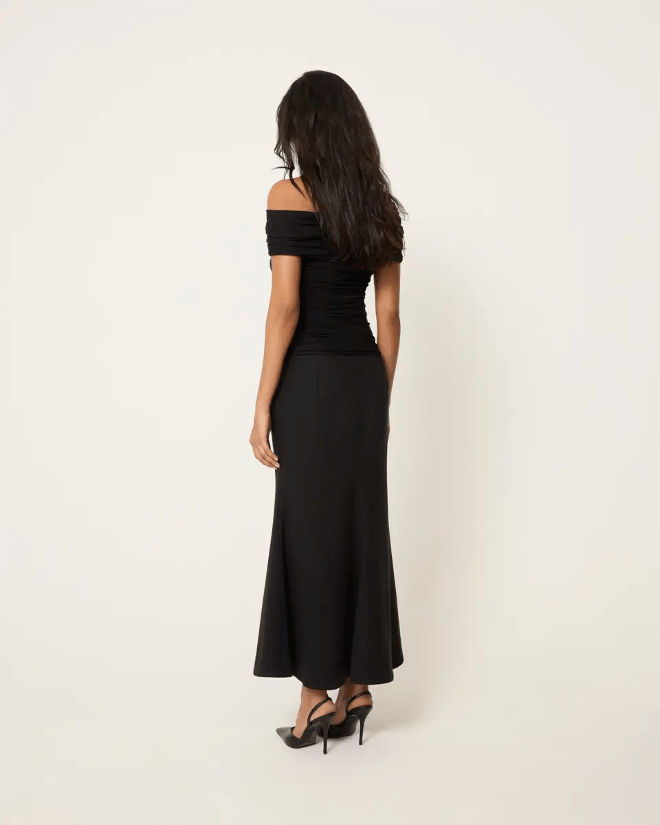 Black Tailored Long Skirt for Women