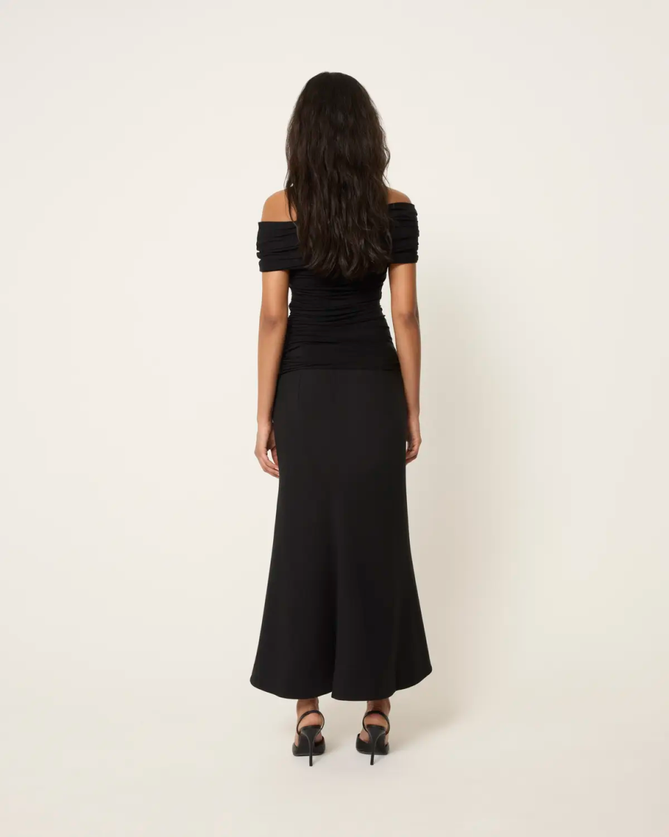 Black Tailored Long Skirt for Women