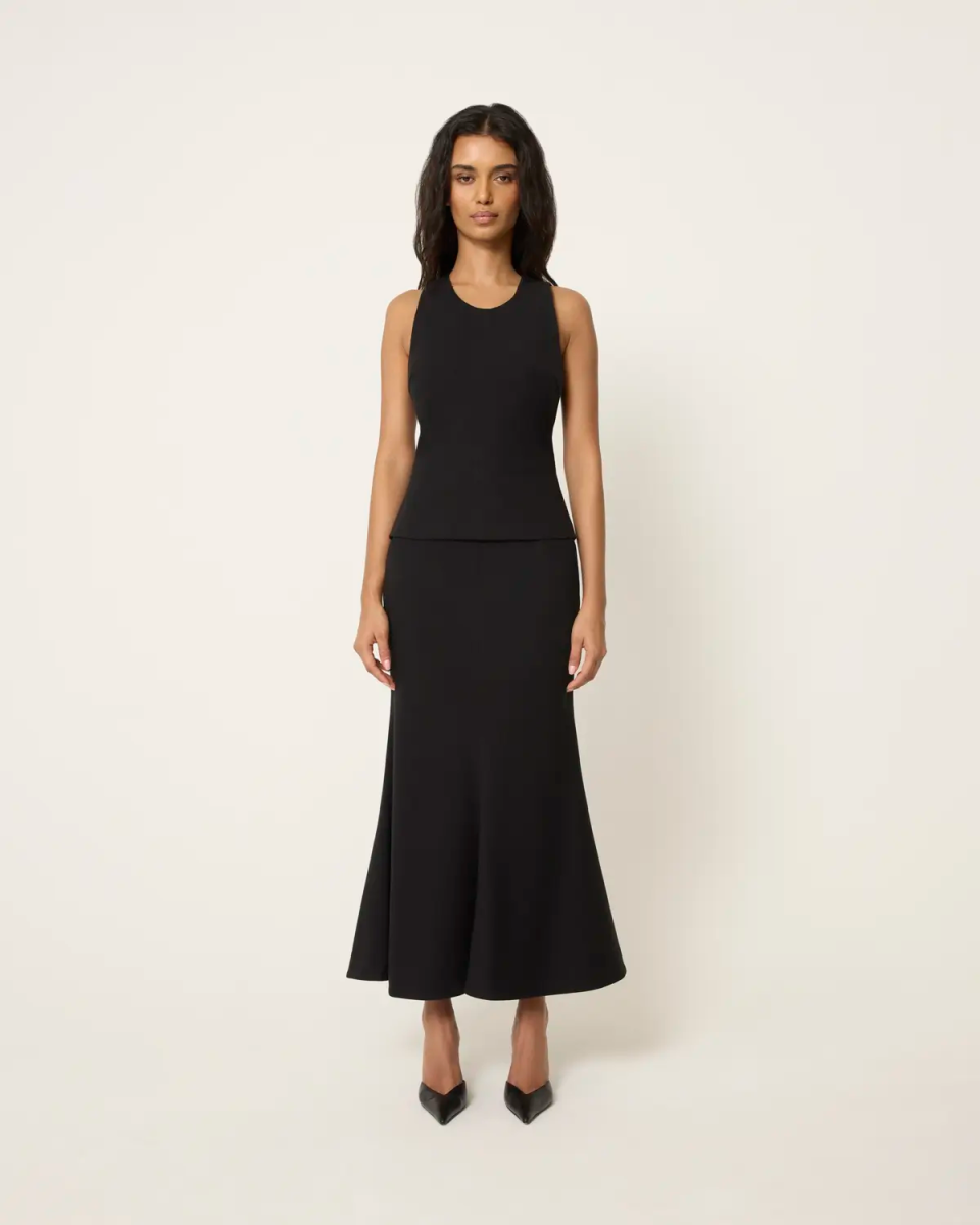 Black Tailored Long Skirt for Women