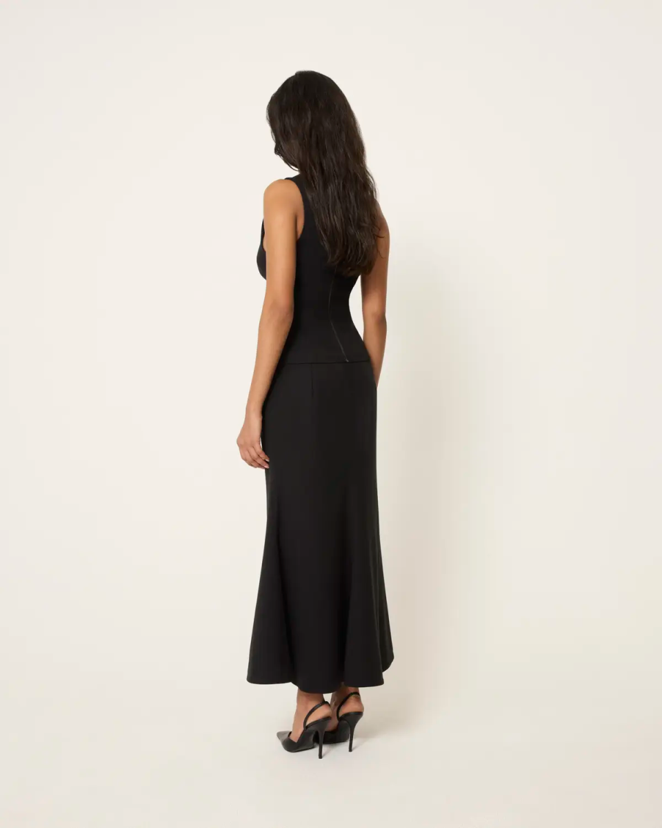 Black Tailored Long Skirt for Women