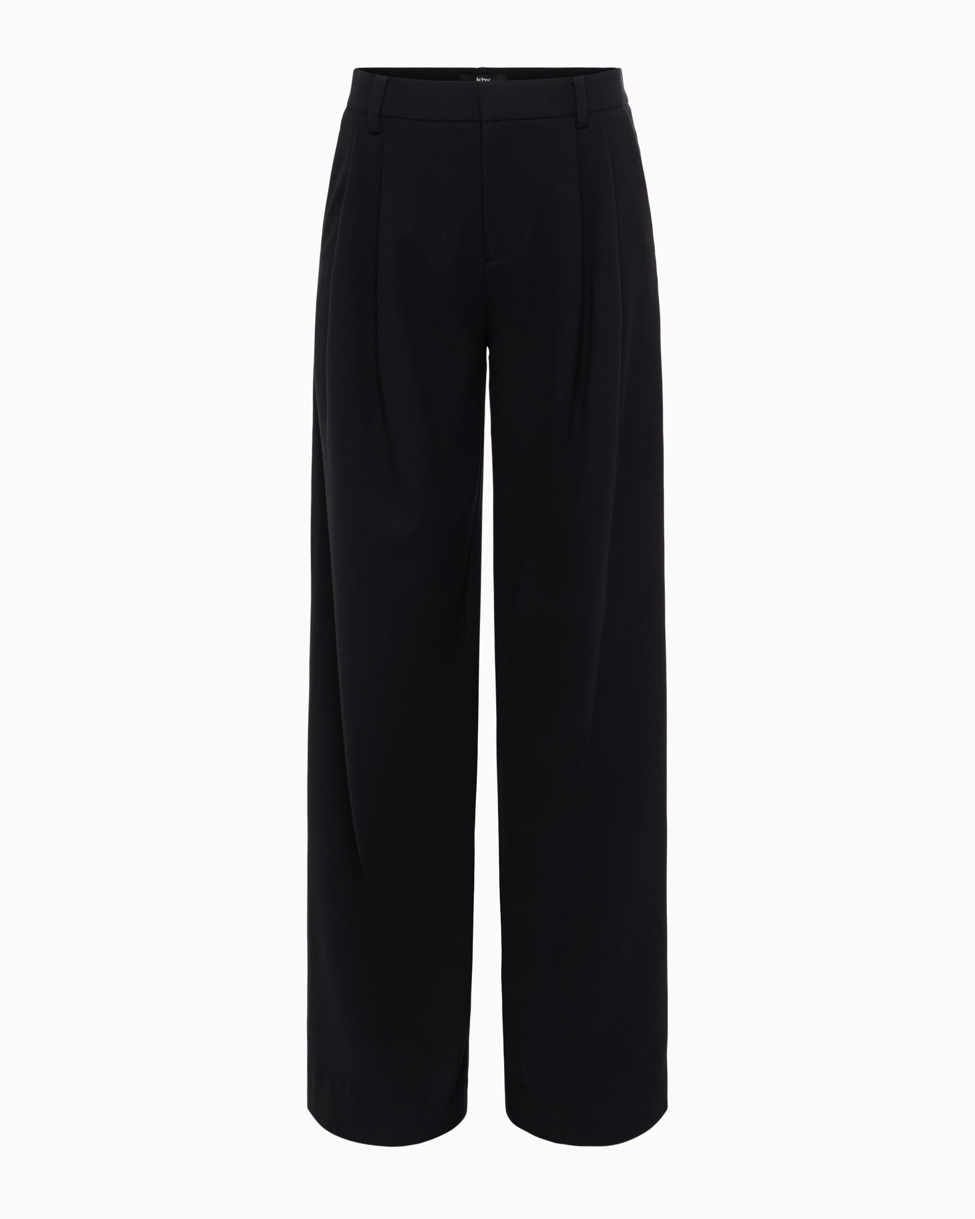 Black Wide Leg Pleated Pants for Women