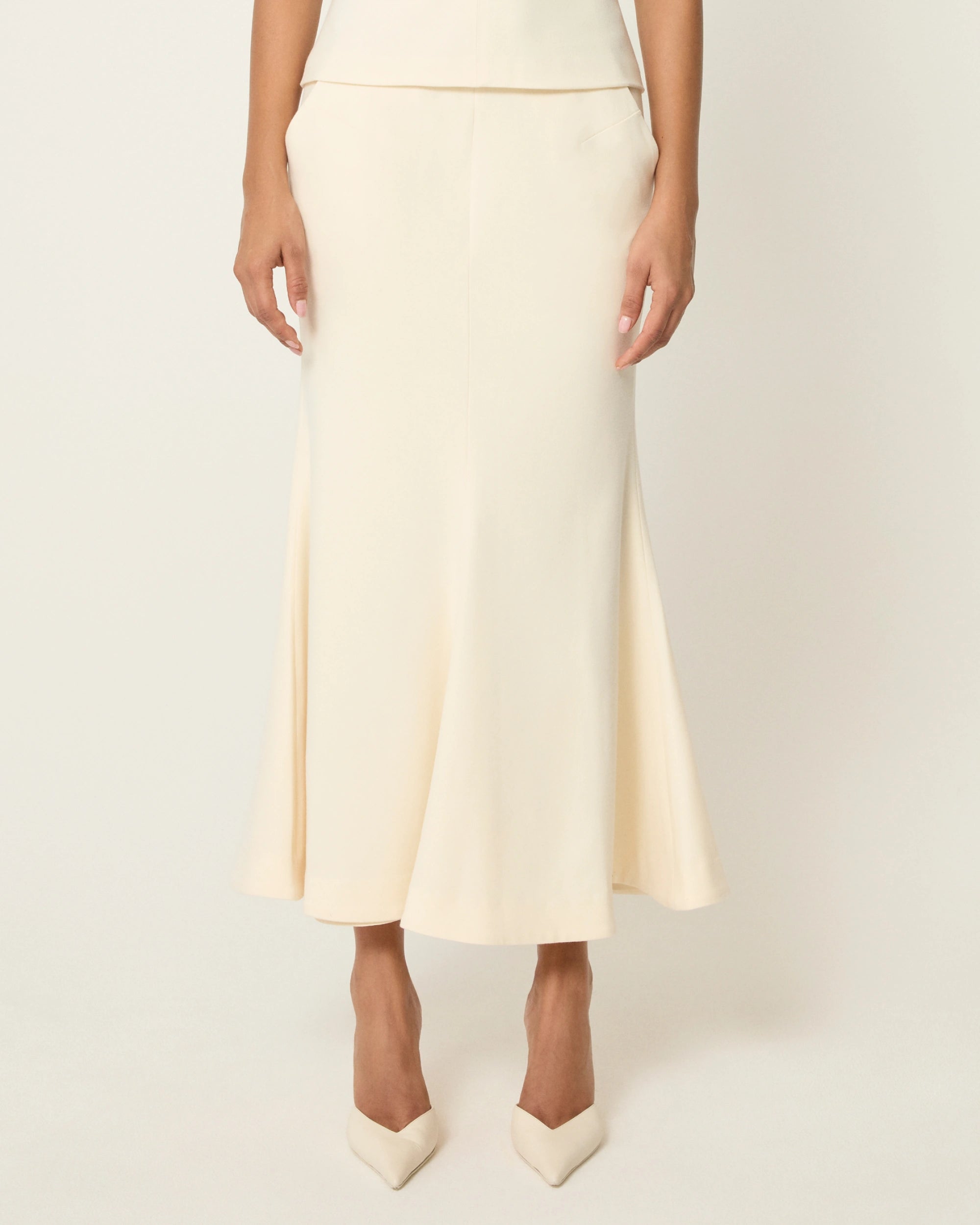 Elegant Warm White Tailored Skirt