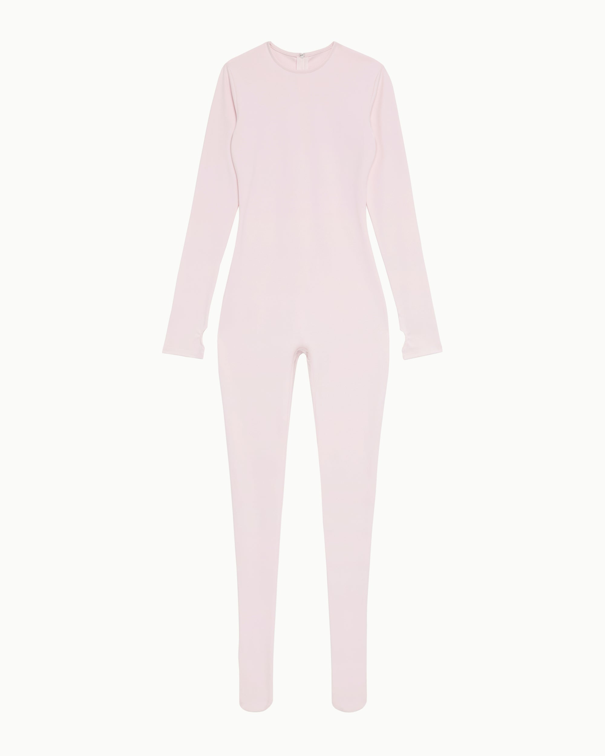 Powder Pink Baby Long Sleeve Footed Catsuit