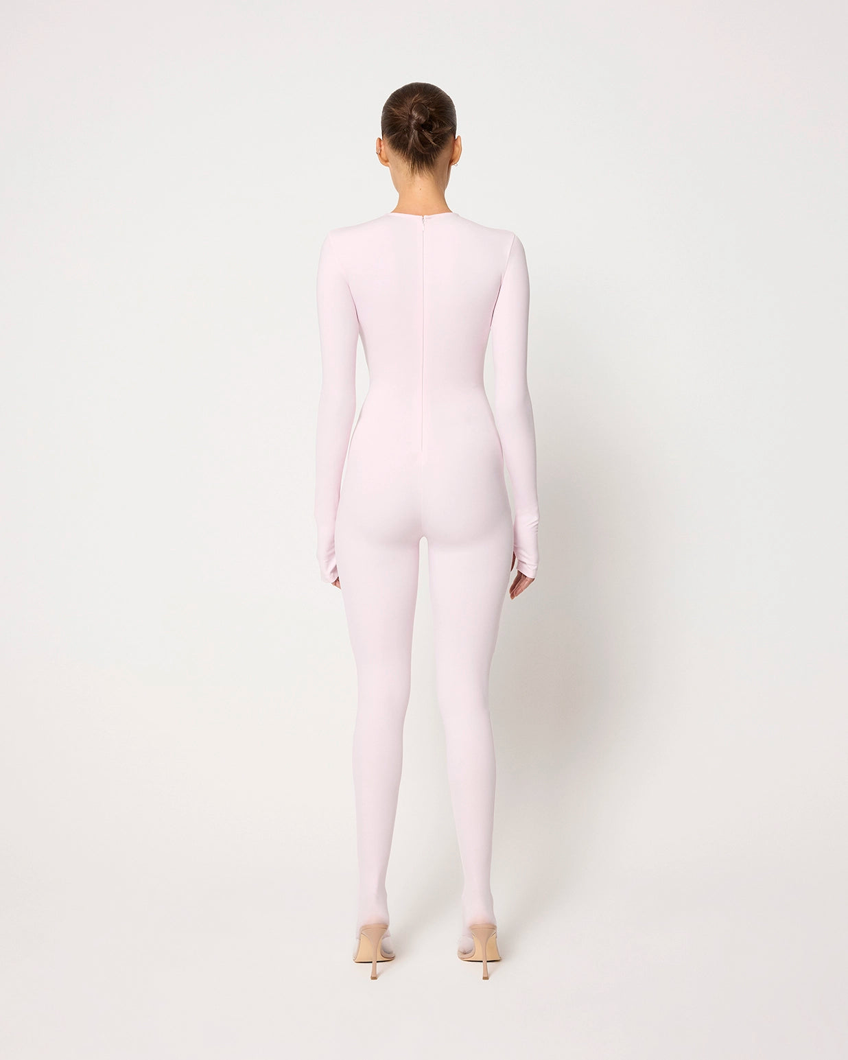 Powder Pink Baby Long Sleeve Footed Catsuit