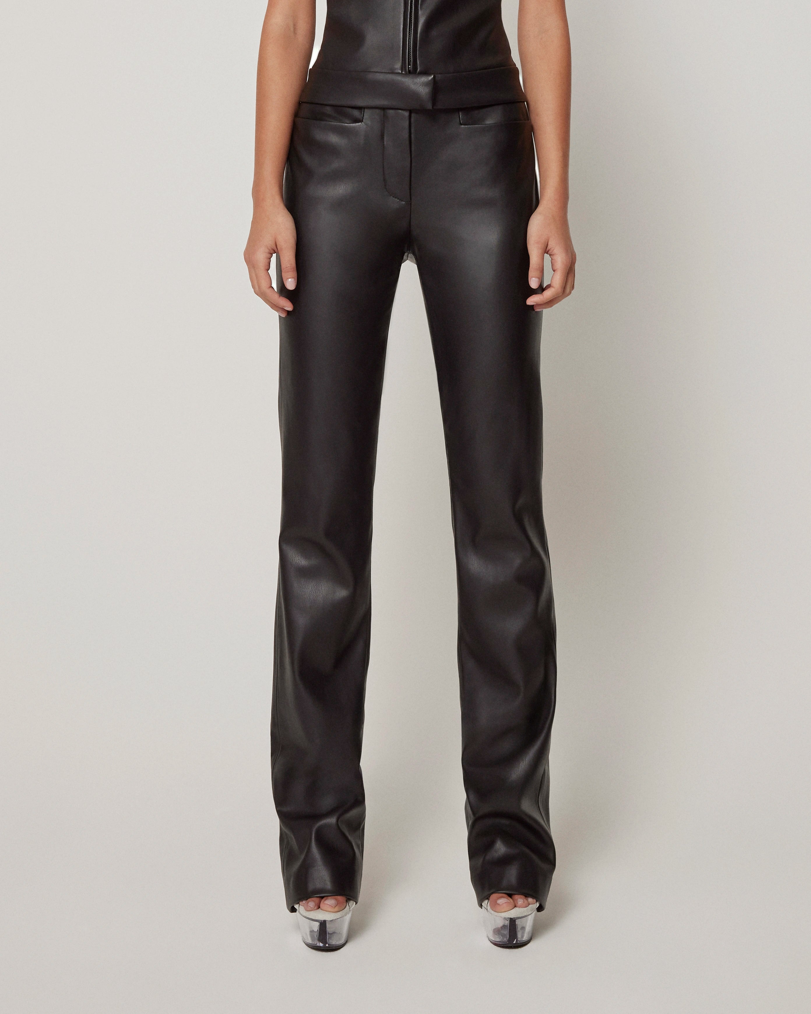 Black Faux Leather Pants for Women