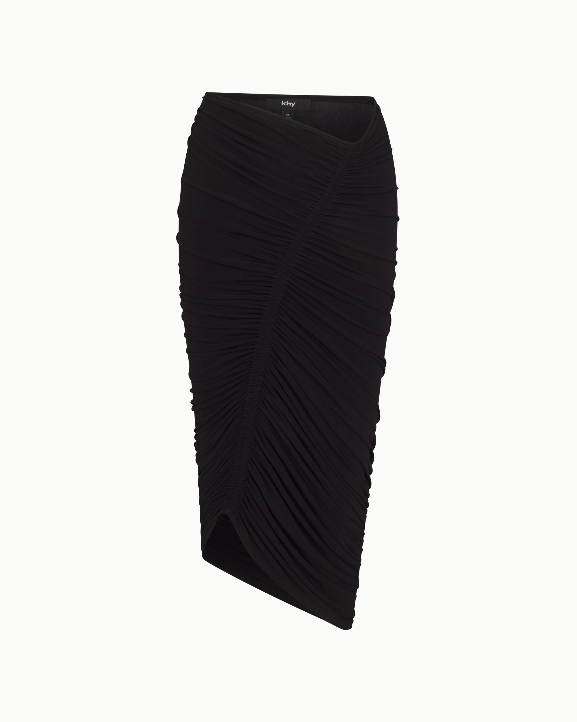 Black Ruched Asymmetrical Skirt - Trendy & Flattering