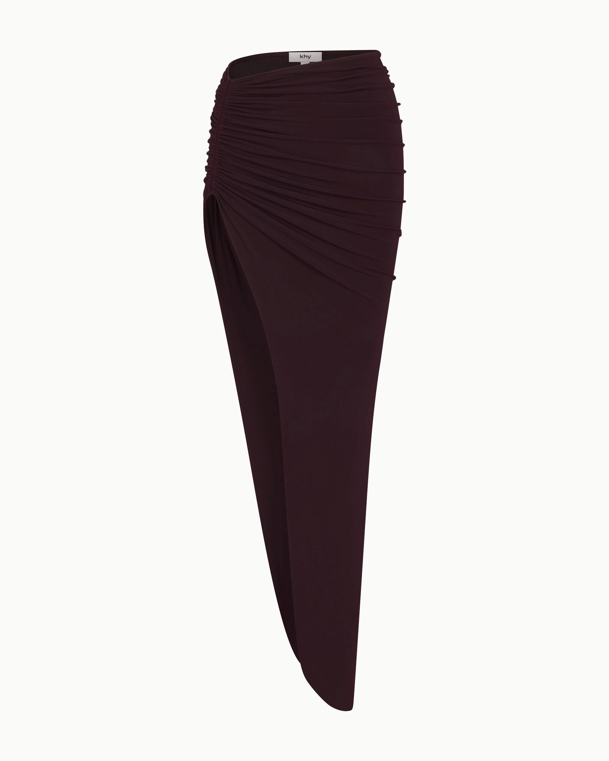 Black Cherry Ruched Maxi Skirt – Elegant & Flowy