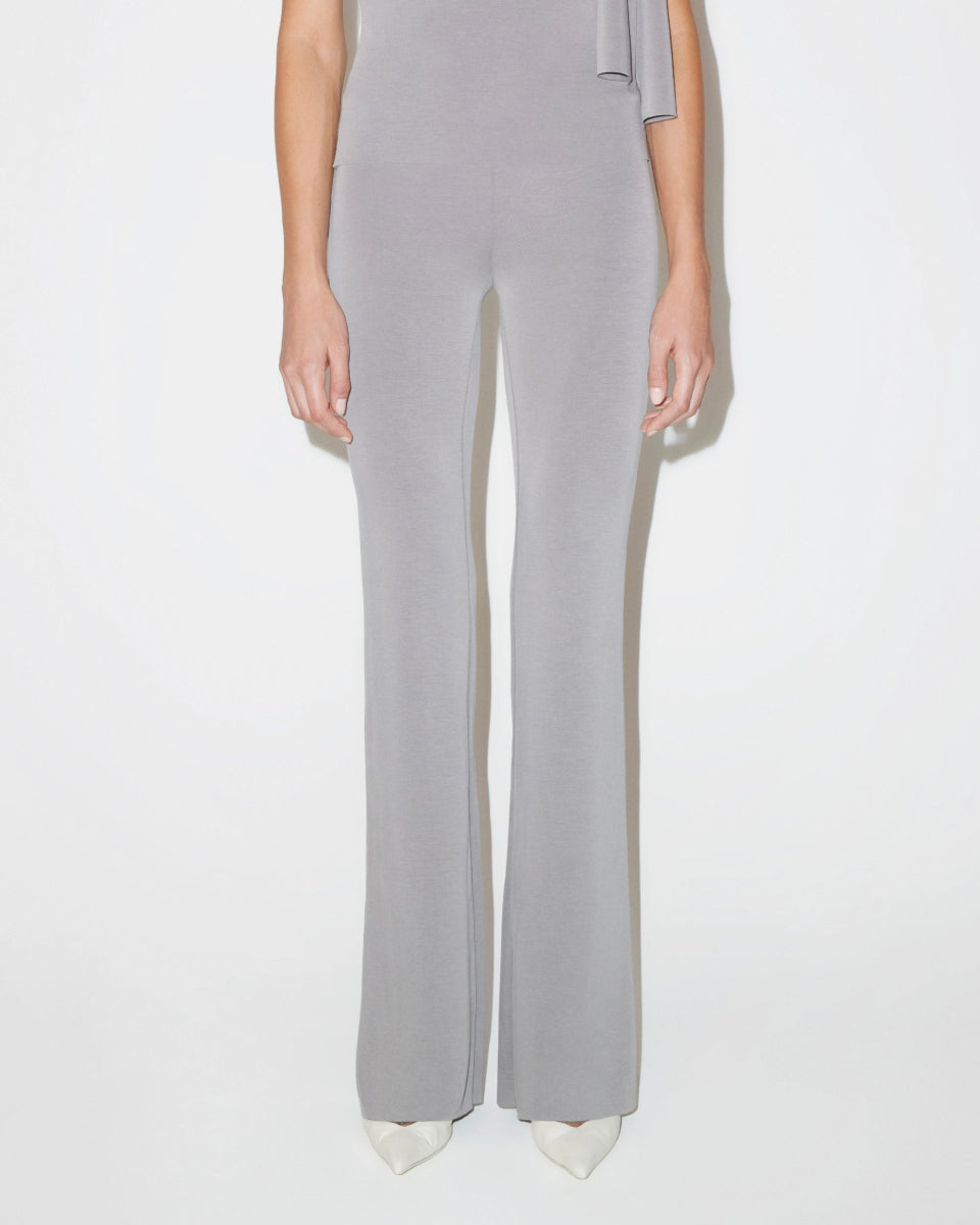 Steel Grey Sueded Stretch Low-Rise Pants