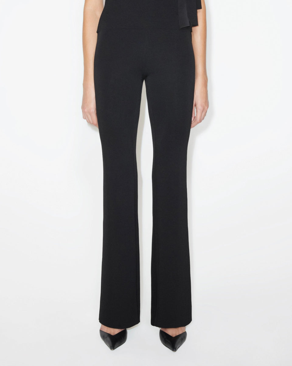Black Stretch Suede Low-Rise Pants
