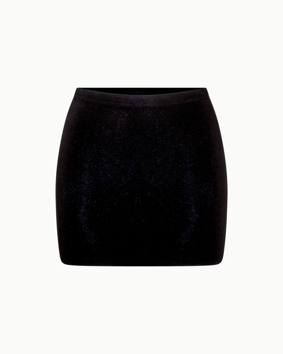 Black Stretch Suede Mini Skirt
