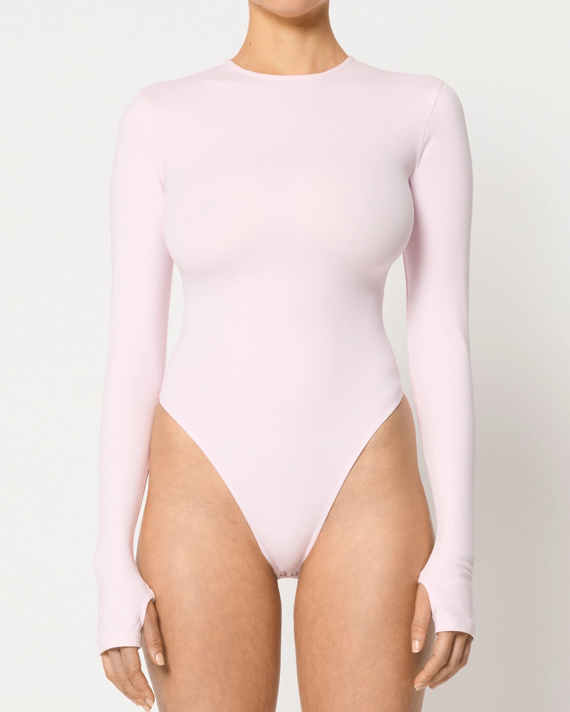 Powder Pink Long Sleeve Bodysuit for Women