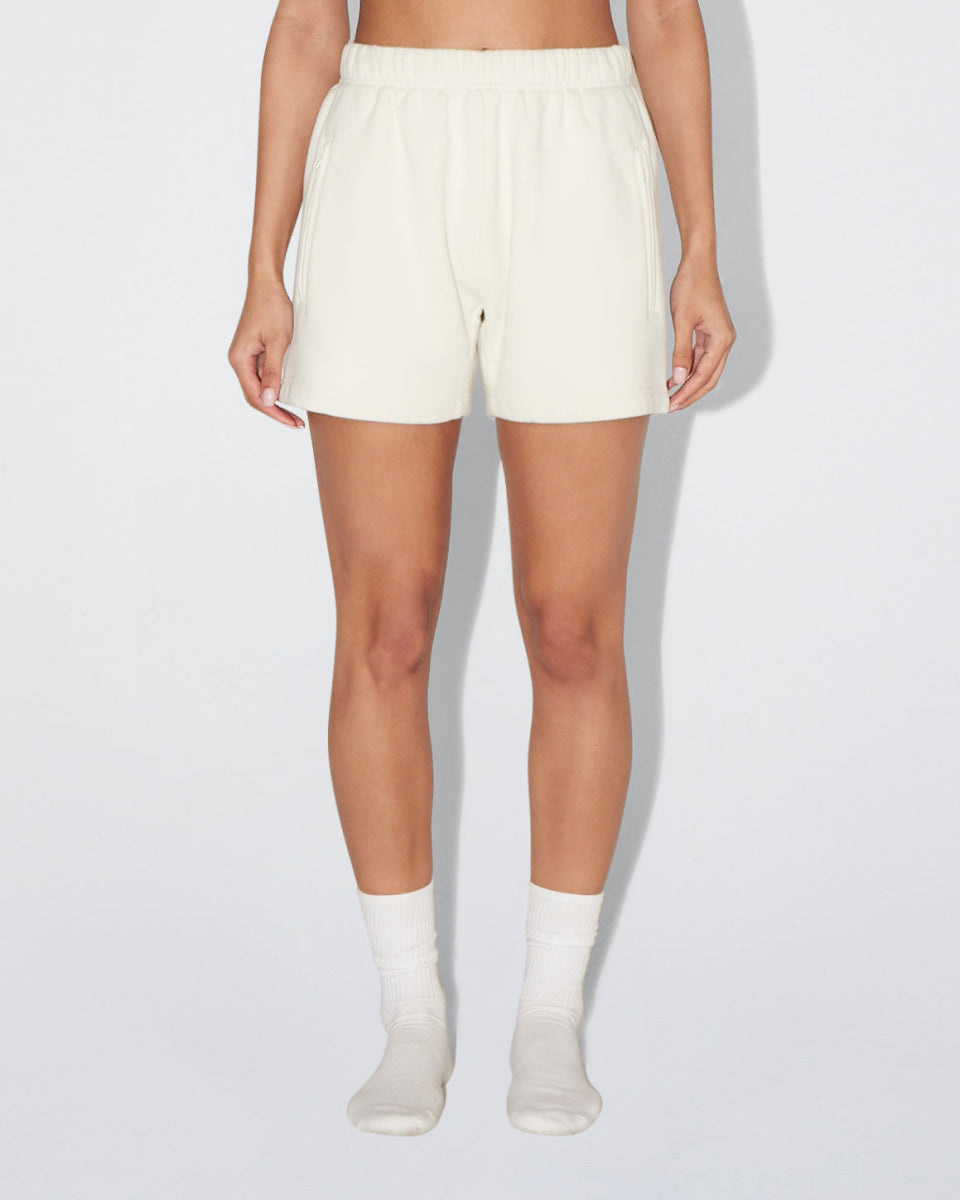 Ecru Fleece Shorts for Comfort