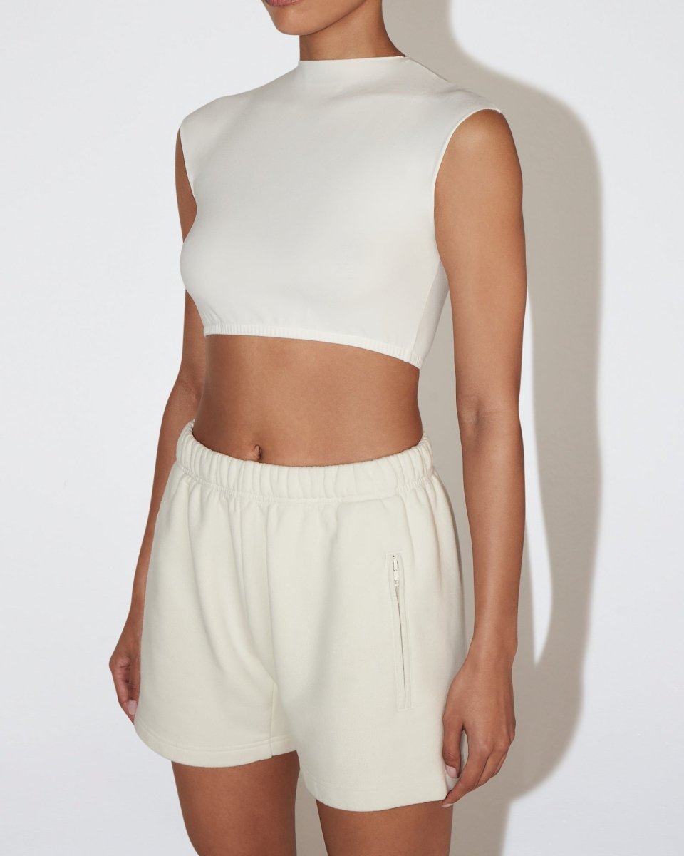 Ecru Fleece Shorts for Comfort