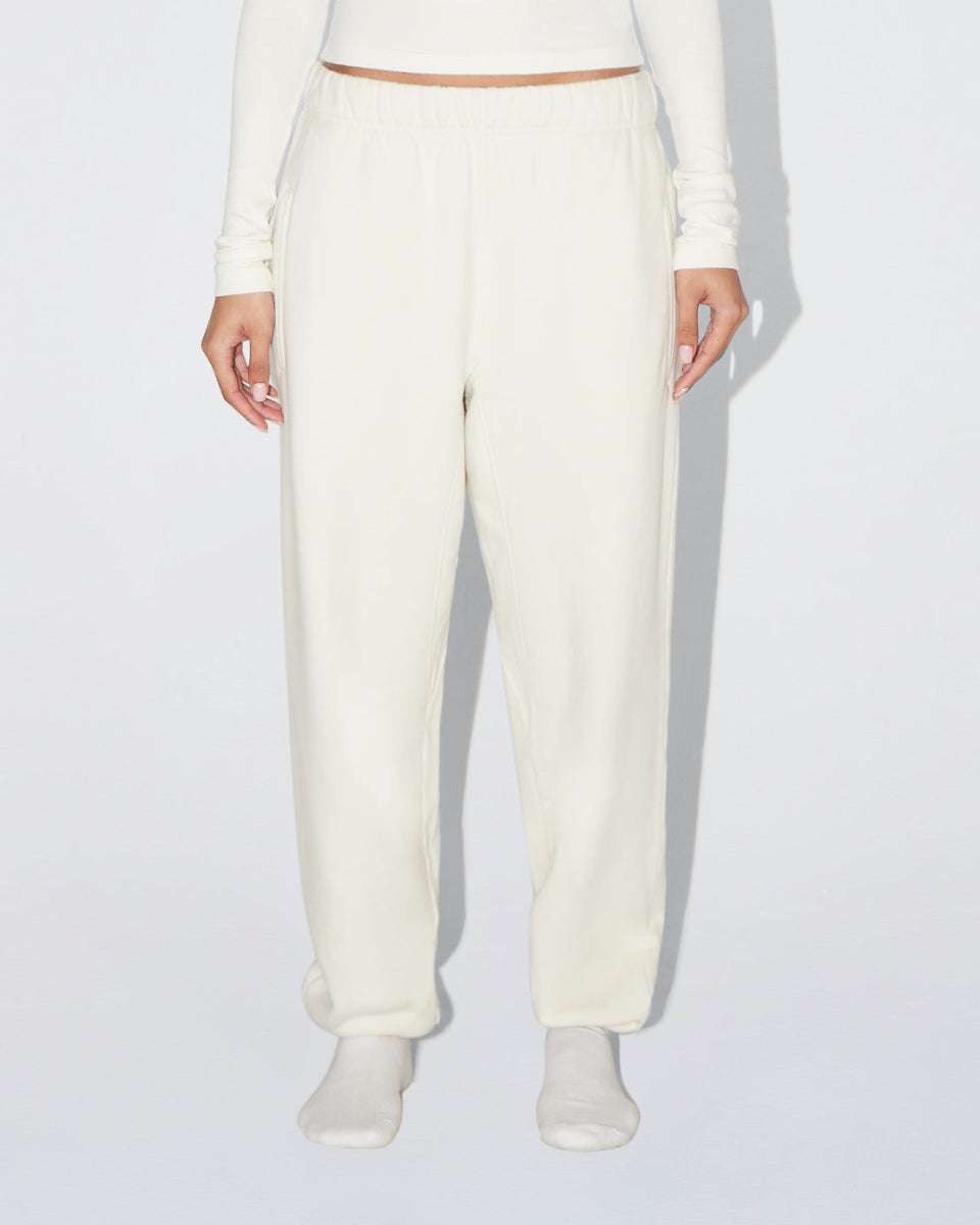 Ecru Fleece Boyfriend Joggers – Cozy Casual Wear