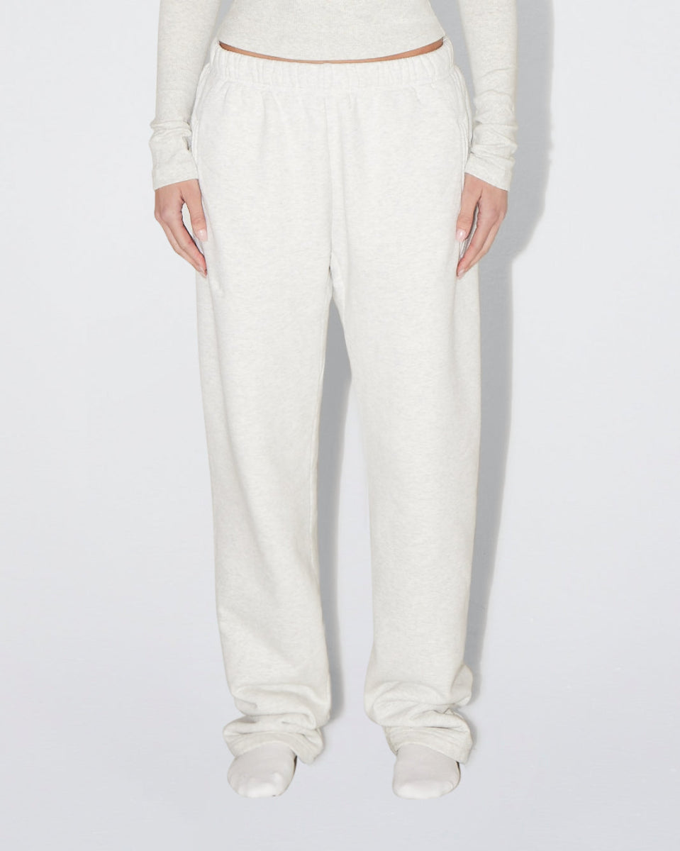 Light Grey Fleece Straight Leg Pants