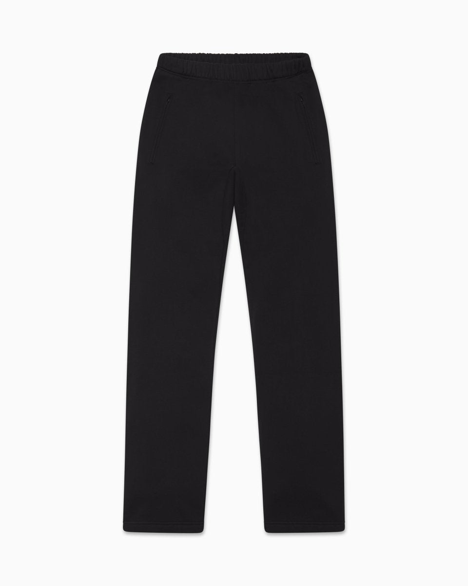 Black Fleece Straight Leg Pants for Comfort