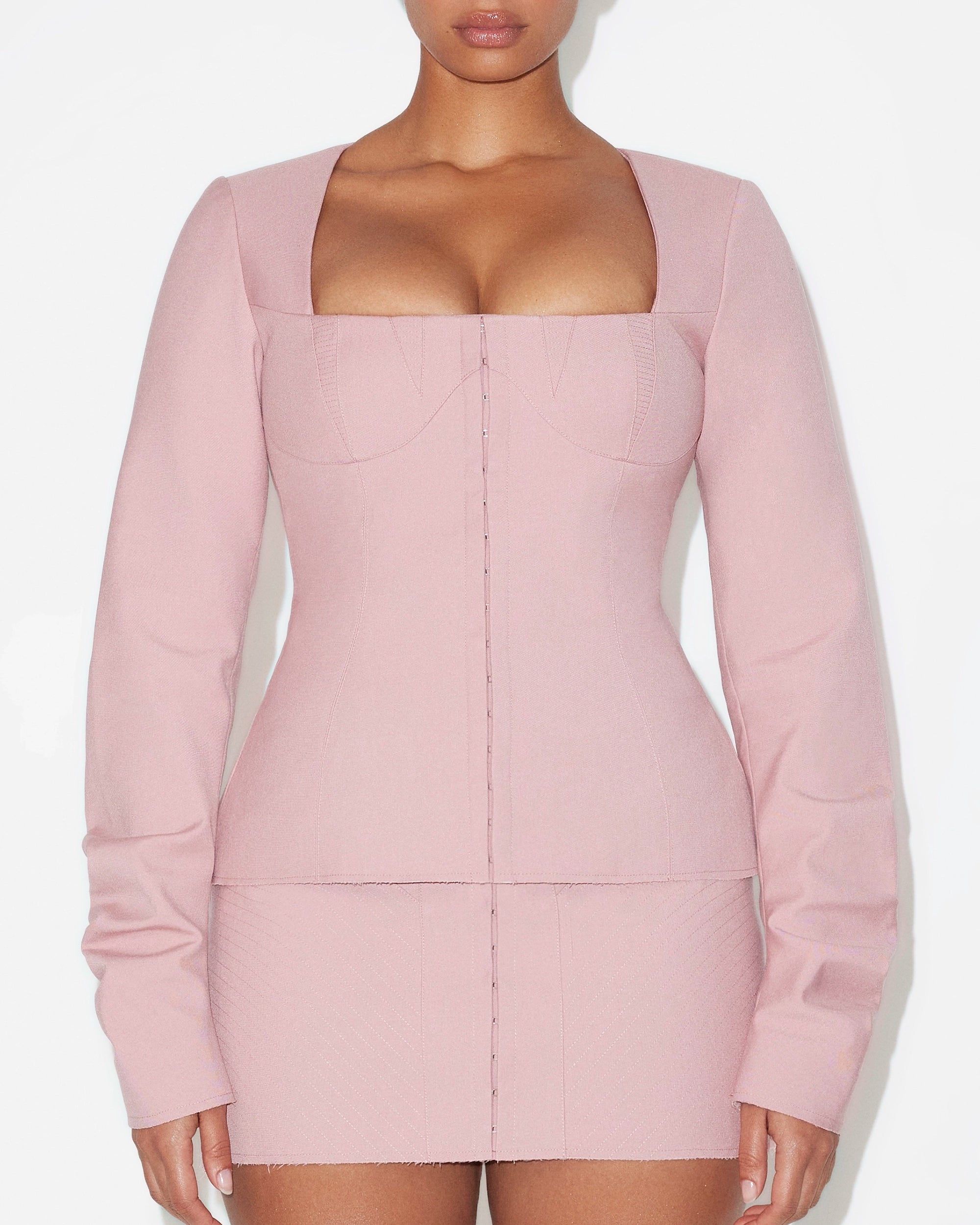 Blush Corset Long Sleeve Top