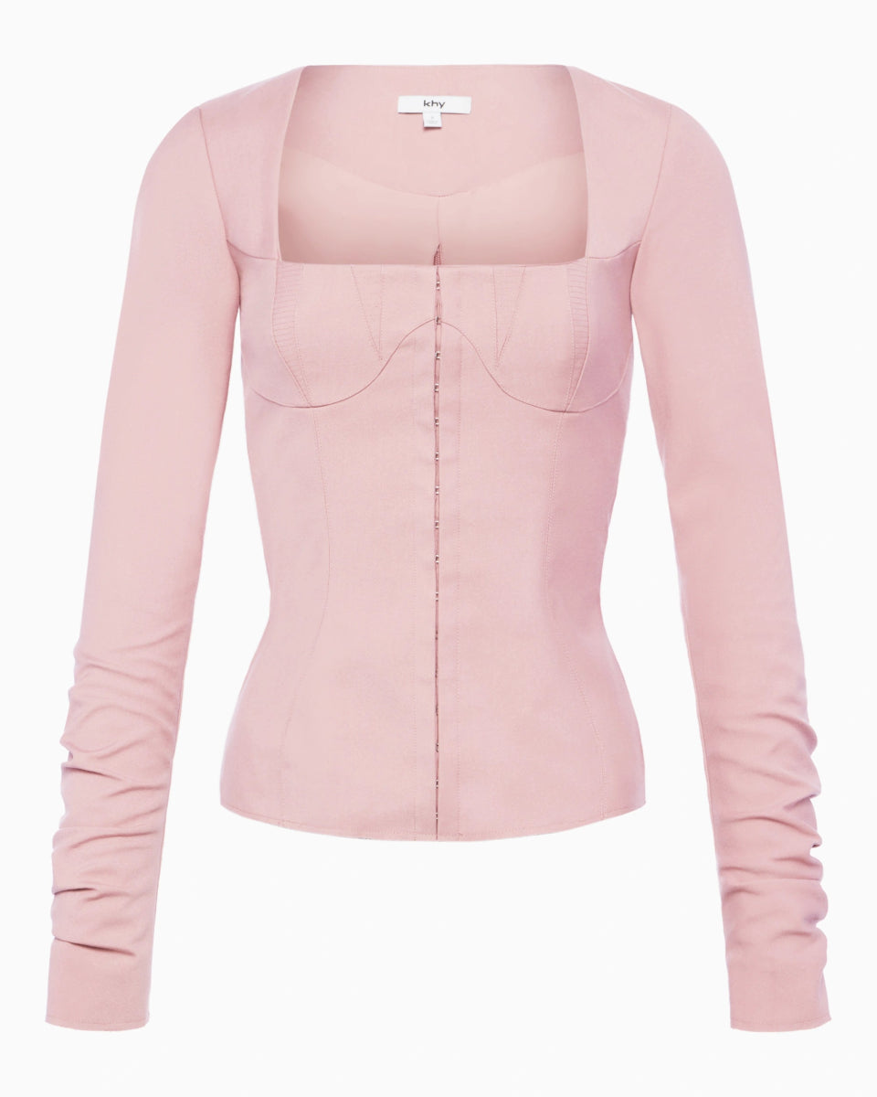 Blush Corset Long Sleeve Top